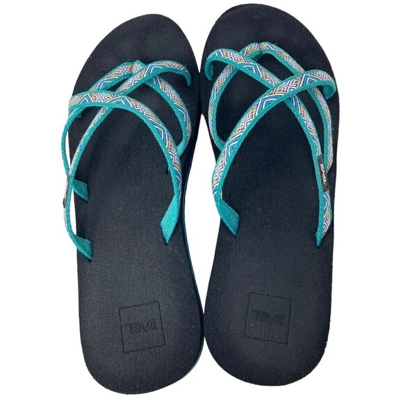 Teva Mush Women's Size 11 Turquoise Blue S/N 6840B Cross Strap Sandals - Picture 9 of 10